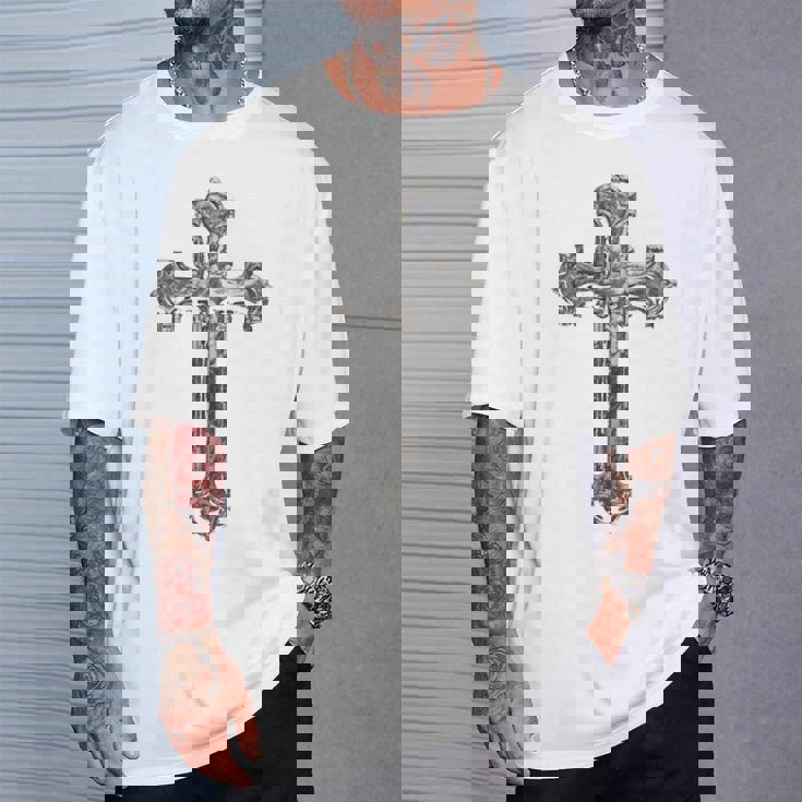 背中に十字架 大きな十字架 クリスチャン Tシャツ 彼への贈り物