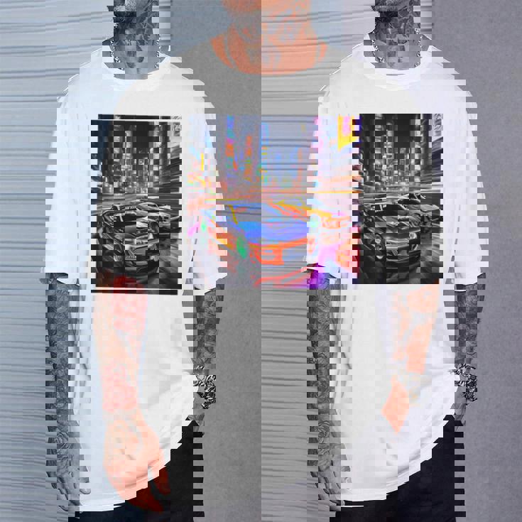 背面にjdmドリフトレーシングカー東京ドリフトスカイライン2台。 Tシャツ 彼への贈り物