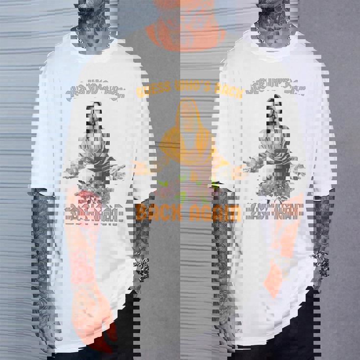 誰が戻ったと思う？また戻ってきましたイエスキリストハッピーイースター Tシャツ 彼への贈り物