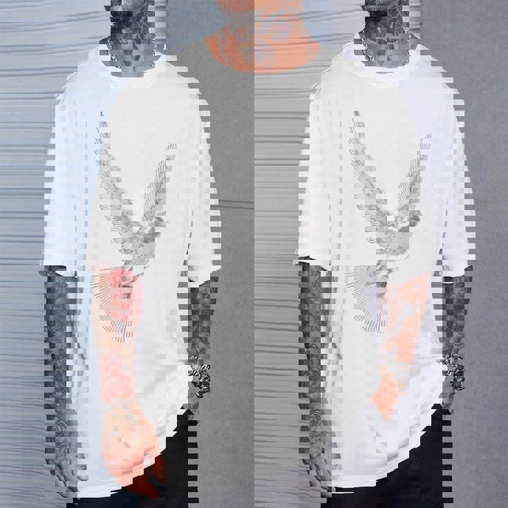 鳩 動物 男性 女性 モチーフ 恋人 自由 デザイン 平和 Tシャツ 彼への贈り物