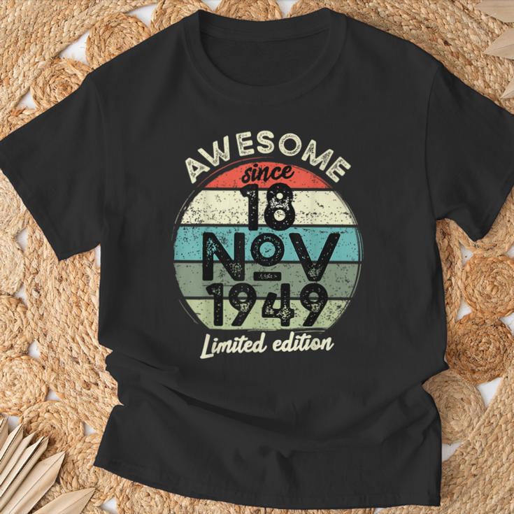 18 Novembre 1949 75E Anniversaire 75 Ans 2024 Anniversaire T-Shirt Cadeaux pour les vieillards