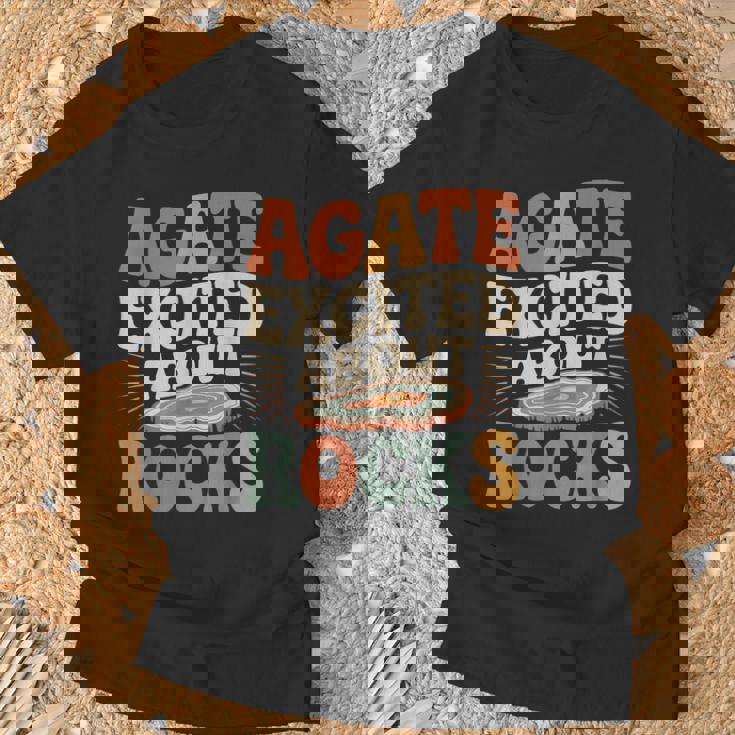 Agate Excited About Rocks ロック地質学オタク Tシャツ 高齢者への贈り物