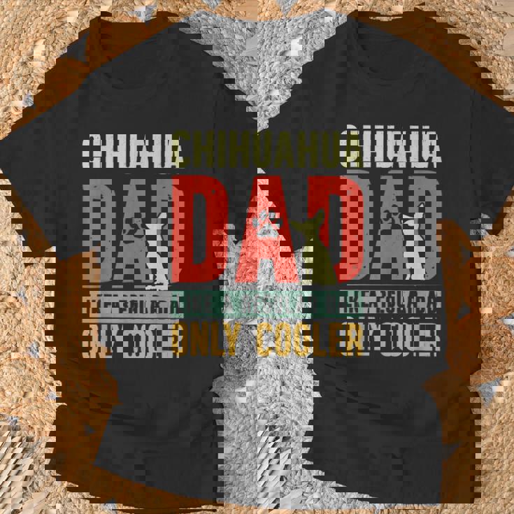 Chihuahua Papà Divertente Festa Del Papàintage Per Proprietario Cane Maglietta Regalos para ancianos