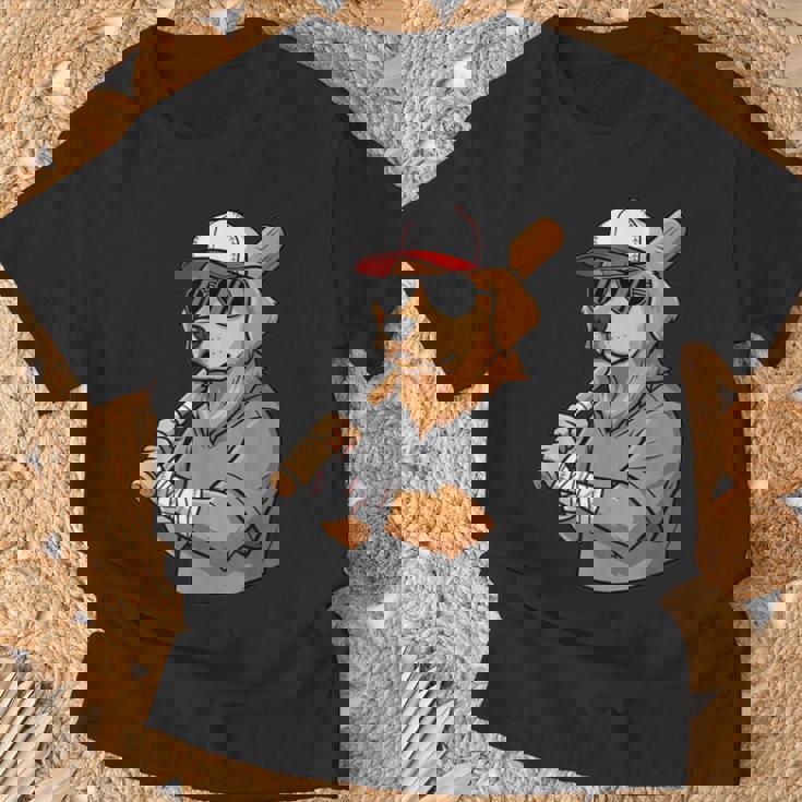 Cool Sports Dog Baseball Theme Playful Puppy Vibes T-Shirt Gifts for Old Men