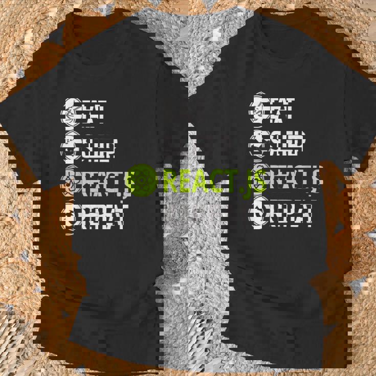 Eatleep ReactJs Repeat Javascriptプログラマー用 Tシャツ 高齢者への贈り物