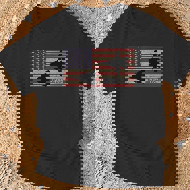 F-14 トムキャット ジェット戦闘機 アメリカの国旗 長袖tシャツ Tシャツ 高齢者への贈り物