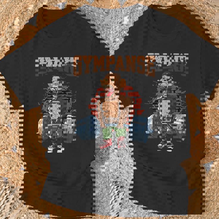 Fitness Gympanse Deadlift Workout Training Gymを行っています Tシャツ 高齢者への贈り物