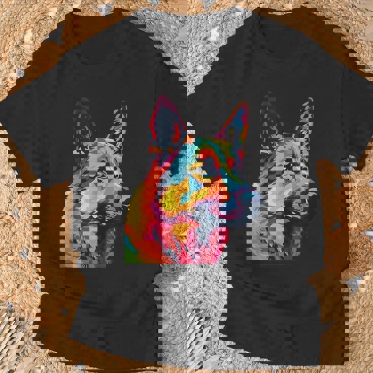 GERMAN SHEPHERD Rainbow Pop Art Retro Paint Splatter Dog Tank Top T-Shirt Gifts for Old Men