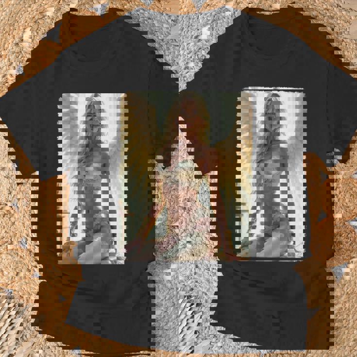 Hot Girl On 男性用 セクシーな天使の座り グランジ 長袖tシャツ Tシャツ 高齢者への贈り物