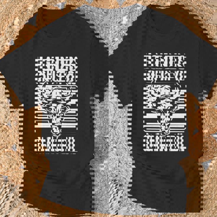 If Genders Confuse You Go Milk A Bull Usa 国旗 アメリカ 長袖tシャツ Tシャツ 高齢者への贈り物