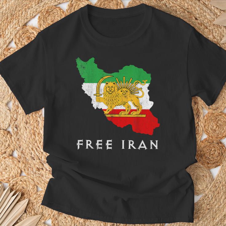 Iran Flagge Karte Löweonnechwert Free Iran Unterstützung Frauen Des Iran T-Shirt Geschenke für alte Männer