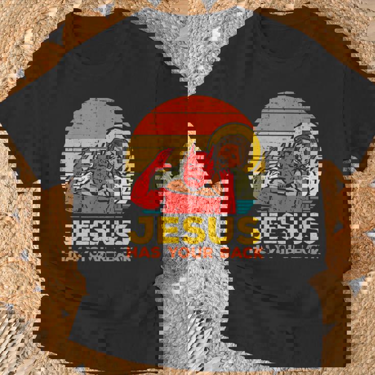 Jesus Has Your Back Jiu Jitsu レトロ クリスチャン メンズ レディース キッズ Tシャツ 高齢者への贈り物