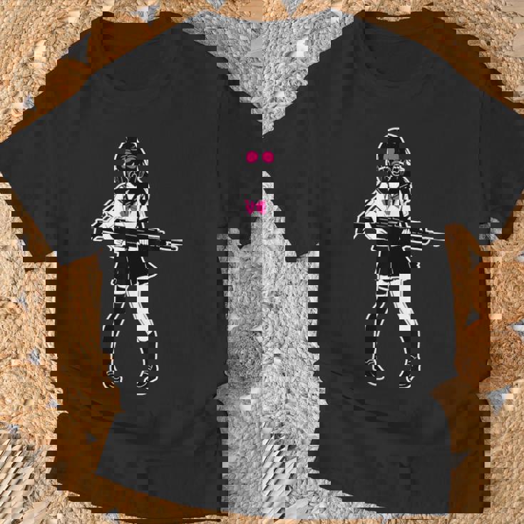 Jun-T-0003-ガスマスクガール Tシャツ 高齢者への贈り物