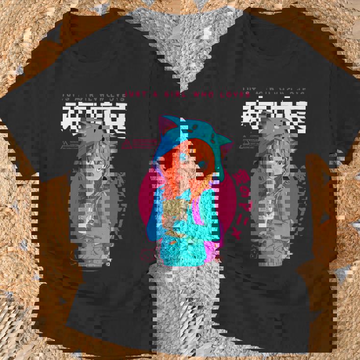 Just A Girl Loves アニメ ラーメン スケッチ オタク少女アニメ 長袖tシャツ Tシャツ 高齢者への贈り物