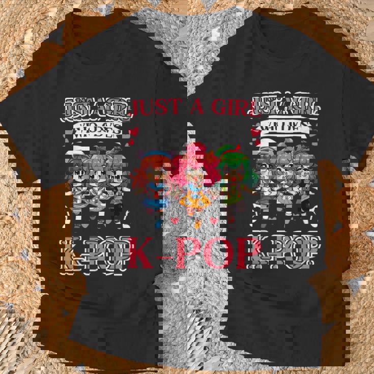 Just A Girl Who Loves K-Pop Fan Korean Music Finger Heart T-Shirt Gifts for Old Men