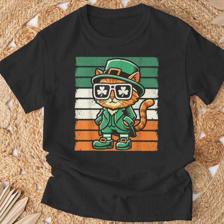 Katze Irisches Kleeblatt Männer Frauen Kinder Lustigt Patrick's Day T-Shirt Geschenke für alte Männer