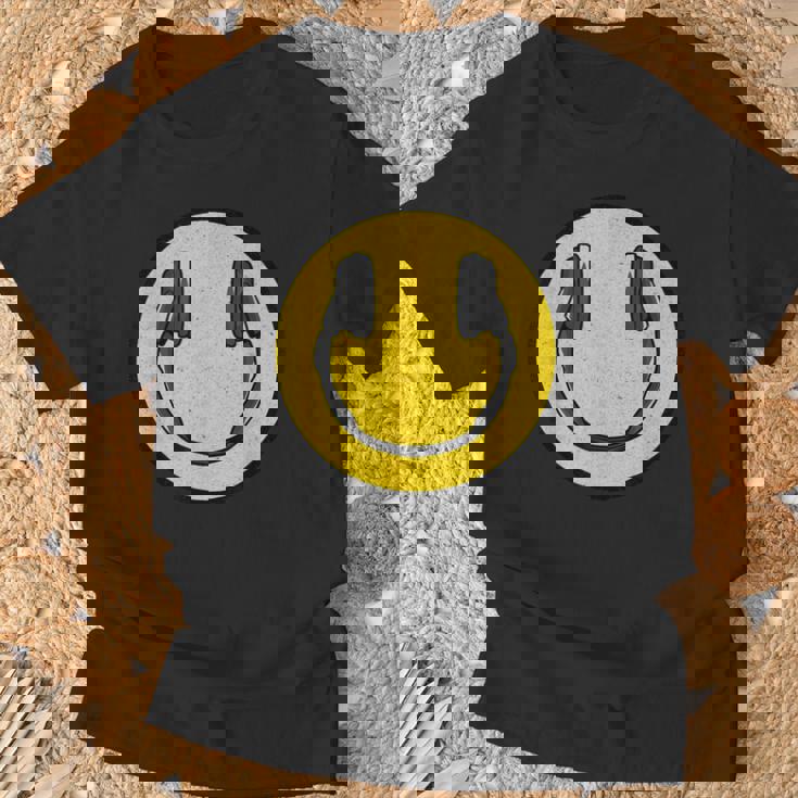 Love The 90年代レトロビンテージヘッドホン スマイルグランジミュージックdj Tシャツ 高齢者への贈り物