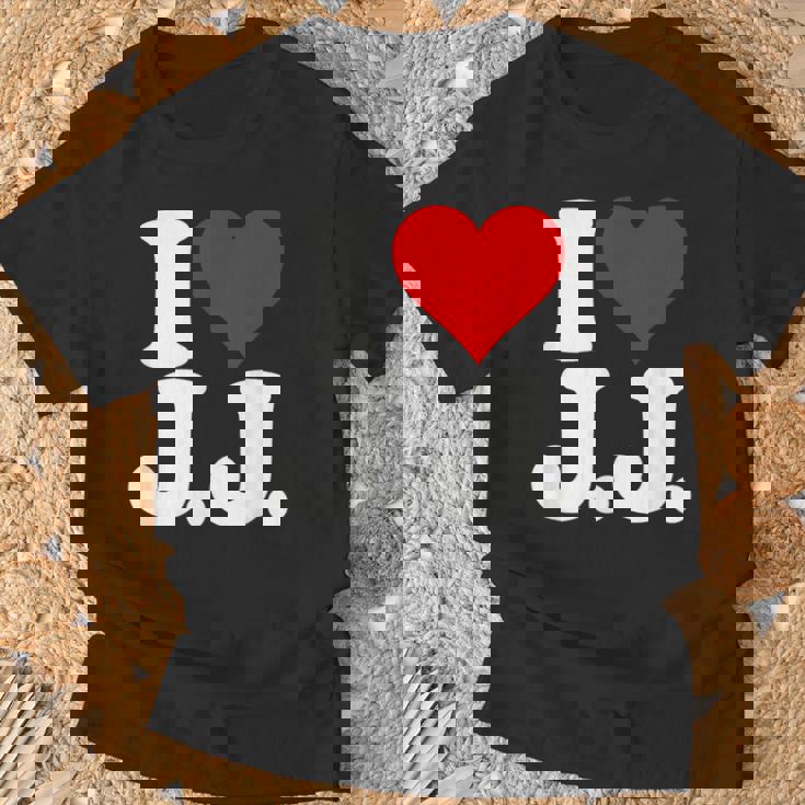 I Love Heart JJ Jj J J イニシャル Tシャツ 高齢者への贈り物
