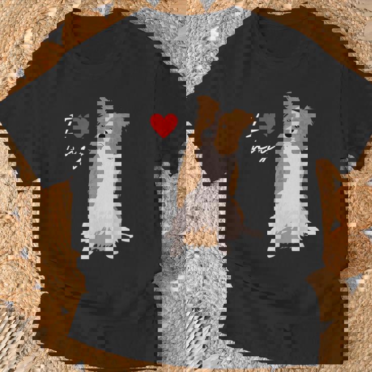 I Love My & Red Merle ボーダーコリー ドッグラバー。 Tシャツ 高齢者への贈り物