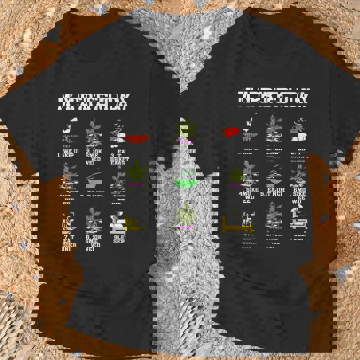 Mi Perfecto Día Fumar Marihuana Marihuana Bolsillo 420 Fumeta Camiseta unisex Regalos para ancianos