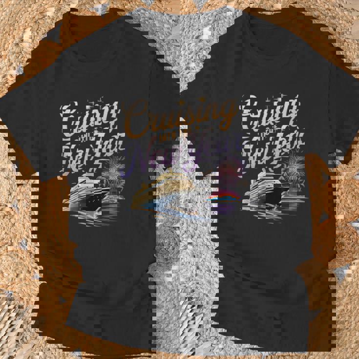 New Year 2026 Cruise Party Celebrations -Adults Black Small Short Sleeve Crew Collar Straight Fit Polyester 100 Unique New Year's Eve Cruise T-Shirt Gifts for Old Men