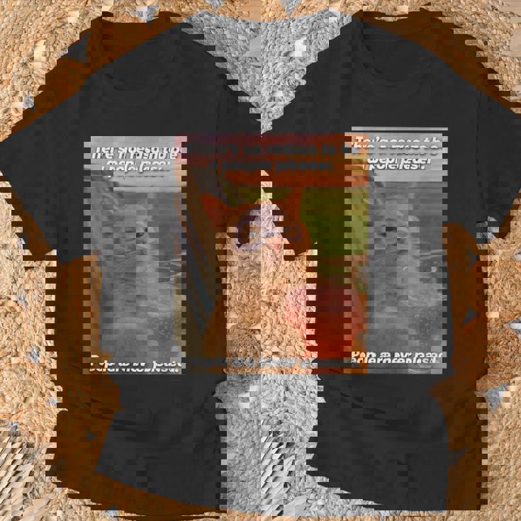 People Are Never Pleased Brainrot 猫ミーム 大学ユーモア Tシャツ 高齢者への贈り物
