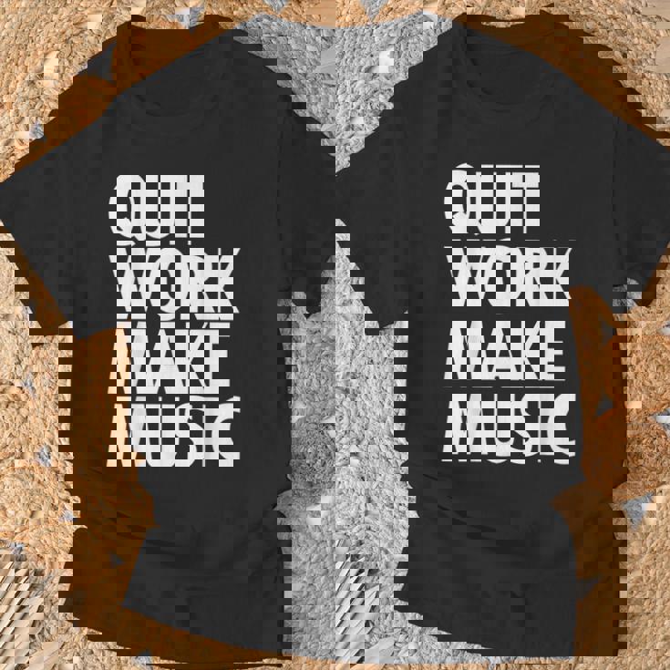 Quit Work Make Music 半袖 Tシャツ 高齢者への贈り物