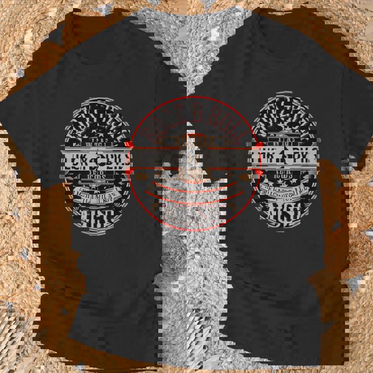 Rockabilly Music Lucky Devil レトロ ヴィンテージ 1950年代ロックロール Tシャツ 高齢者への贈り物