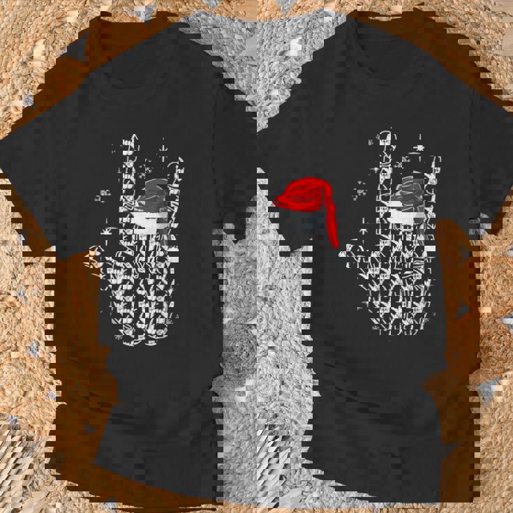 Santa Rock Hand Sign Language Christmas Rock Music Lover T-Shirt Gifts for Old Men