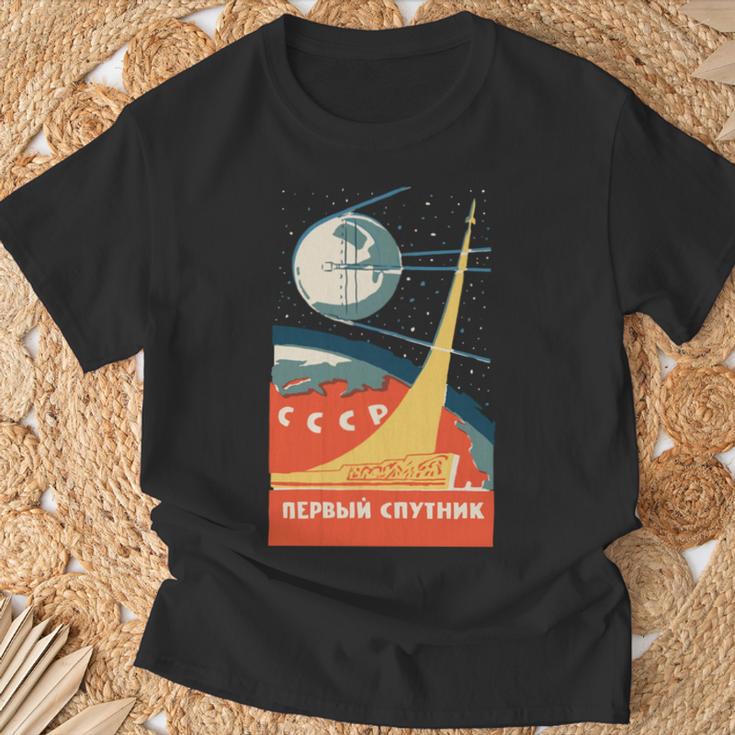 Sputnik Urssintage Poster Comunista Urss Espacio Manga Larga Camiseta unisex Regalos para ancianos