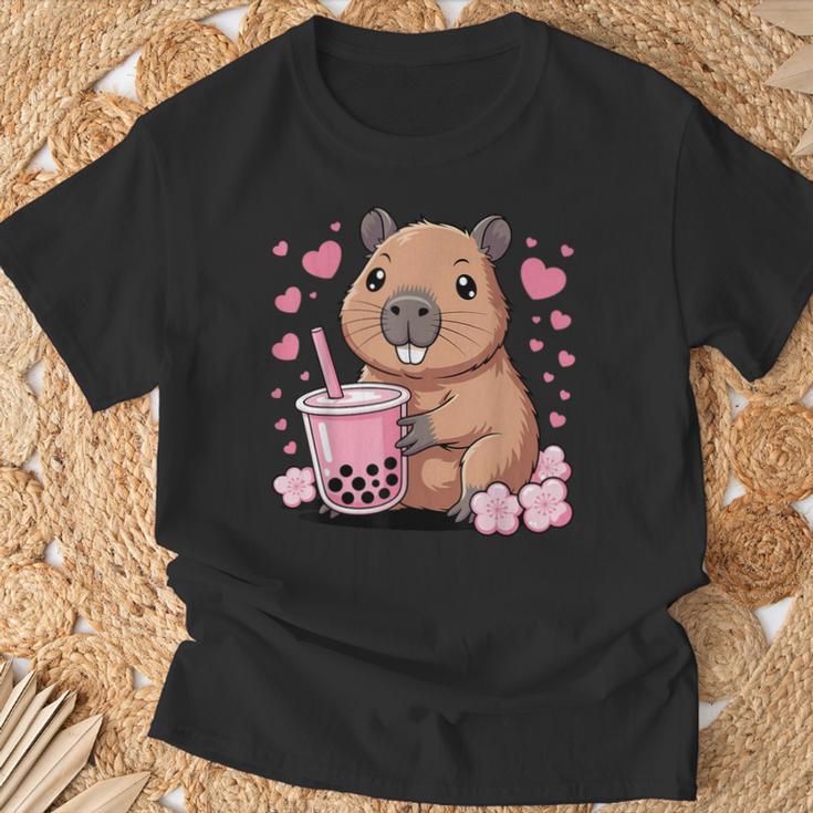 Süßer Capybara Bubble Tea Capybara Kinder Mädchen T-Shirt Geschenke für alte Männer