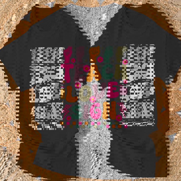 Teacher ASL Sign Language Classroom Vibes T-Shirt Gifts for Old Men