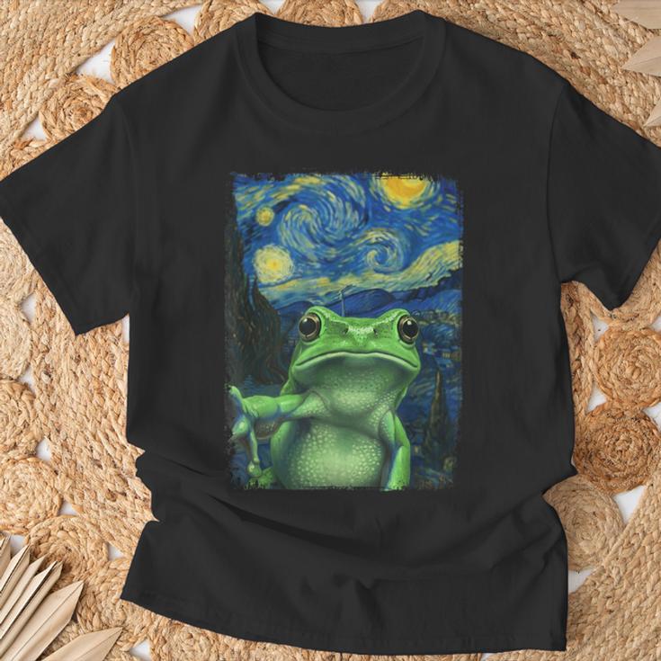 Van Gogh Nuit Étoiléeelfie Grenouille T-Shirt Cadeaux pour les vieillards
