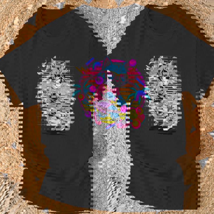 Vaporwave 猫 ピックルボール プレーヤー 80年代 レトロ 美学 Tシャツ 高齢者への贈り物