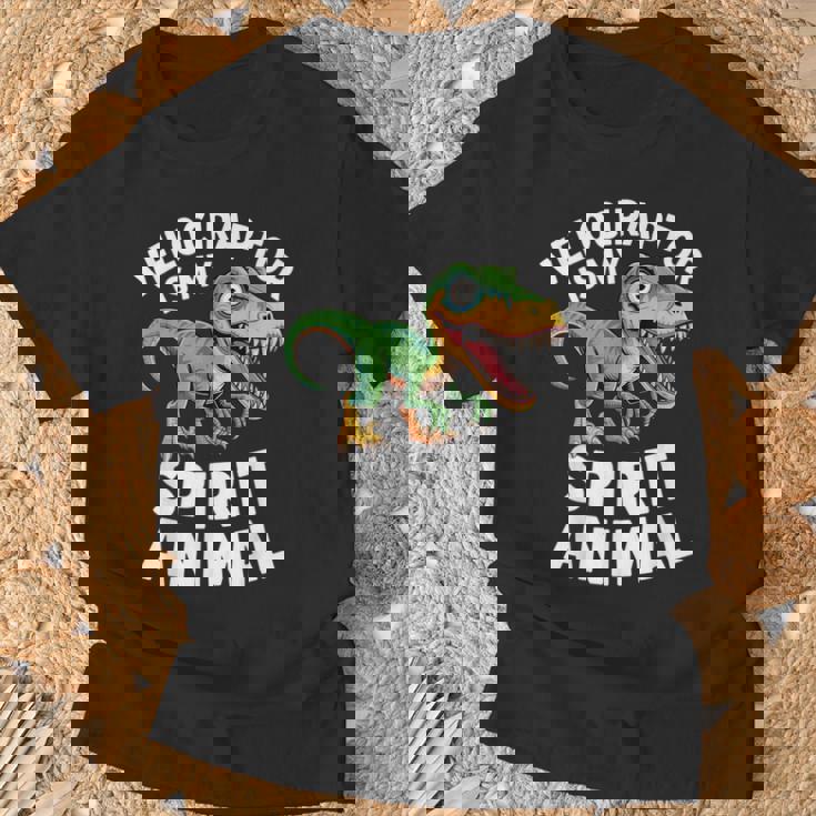 Velociraptor Is My Spirit Animal For Dino Enthusiasts T-Shirt Gifts for Old Men