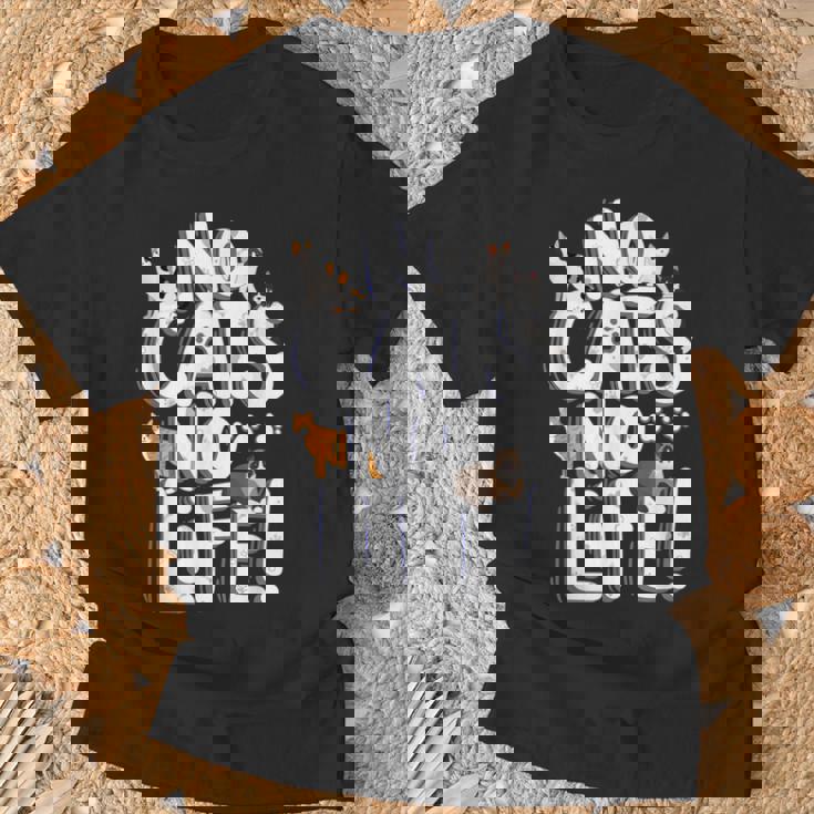 「No Cats No Life」 母の日 バレンタインデー 猫 母 Tシャツ 高齢者への贈り物