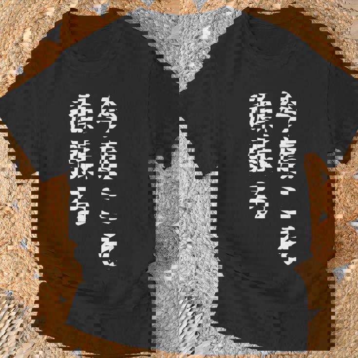 【今度こそ頑張る】おもしろ 面白い お笑い ユーモア ギャグ ネタ ウケ狙い 笑える 変な 文字入れ 文字入り Tシャツ 高齢者への贈り物