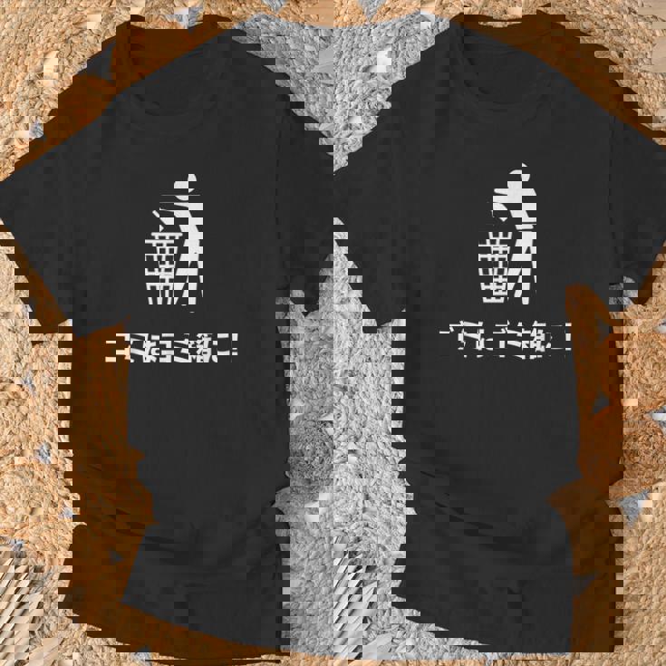 おもしろい日本のtシャツ ゴミ箱にゴミが入る Tシャツ 高齢者への贈り物