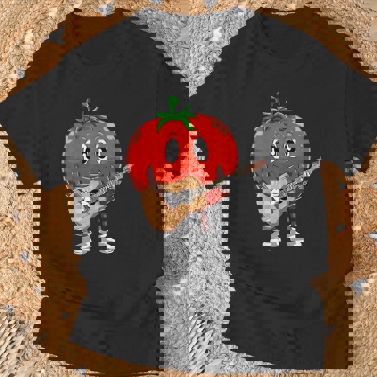 おもしろギタリスト トマト 演奏 ギター ミュージシャン トマト ギター Tシャツ 高齢者への贈り物