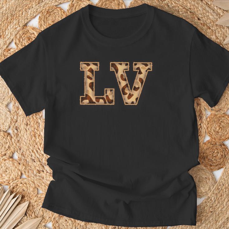 かわいい 文字 Lv イニシャル 名前 ヒョウ チーター動物 長袖tシャツ Tシャツ 高齢者への贈り物