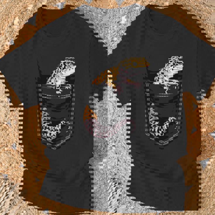 かわいいヒョウゲッコ トカゲ爬虫類 ヒョウ ヤモリのお父さん用 長袖tシャツ Tシャツ 高齢者への贈り物