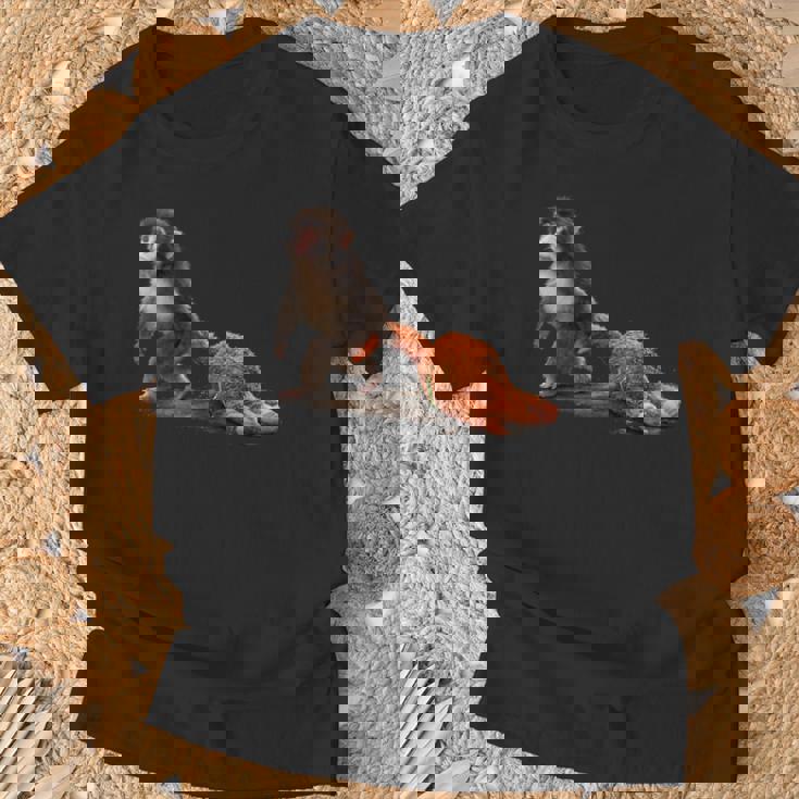 かわいい赤ちゃん猿の名前付きパンチシャツパンチモンキーサポーター 長袖tシャツ Tシャツ 高齢者への贈り物