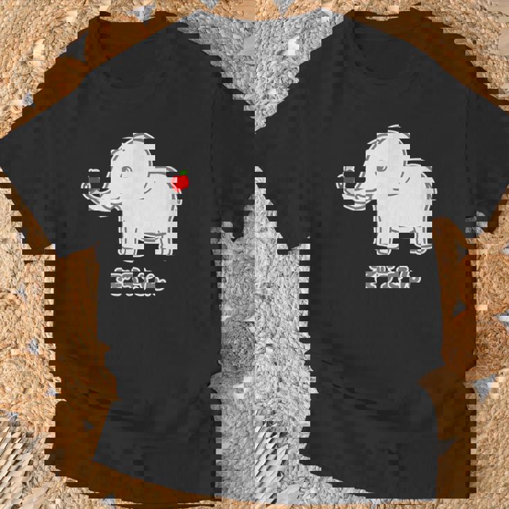 ぞうさん 象（牙 きば・りんご Hタイプ）【どうぶつフレンズ】面白 動物 イラスト Tシャツ 高齢者への贈り物