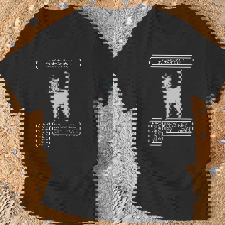 ねこがあらわれた！ 猫好き ゲーム好き ネコ飼い ネコママ 猫ママ ネコパパ 猫パパ Rpg ゲーム 猫 ねこ ネコ 長袖tシャツ Tシャツ 高齢者への贈り物