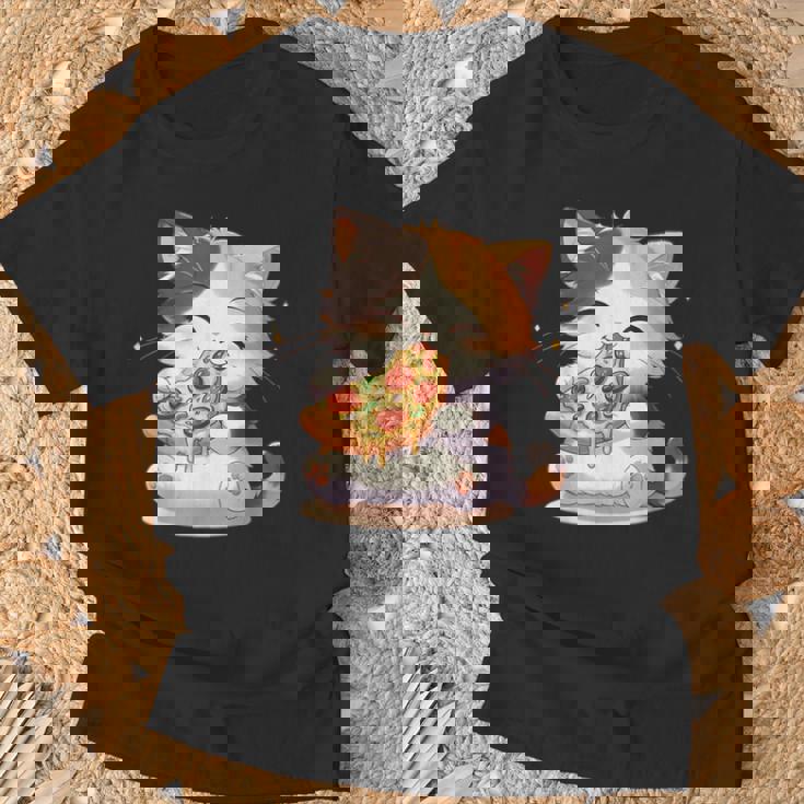 わがまま猫 ピザねこ ラーメン好き かわいい おもしろ マンガ Tシャツ 高齢者への贈り物