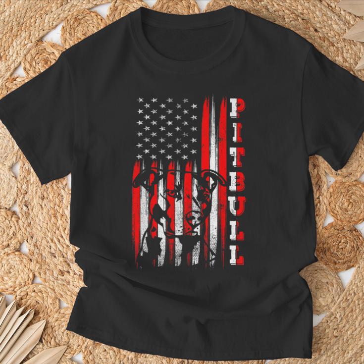 アメリカン ピットブル・テリア国旗 面白い犬 お父さん お母さん ギフト Tシャツ 高齢者への贈り物