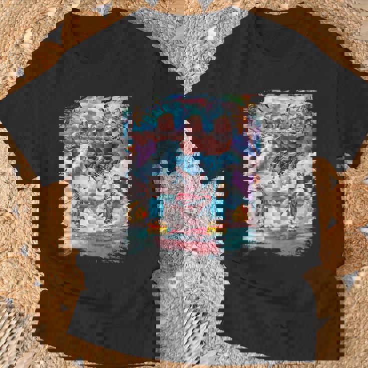 アロハ バーガー 猫 & ピザ ナマケモノ ユニコーン Tシャツ 高齢者への贈り物