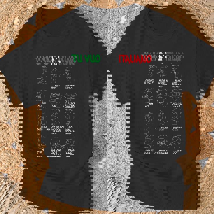 イタリアのジェスチャー、翻訳者、面白いハンドジェスチャー。 Tシャツ 高齢者への贈り物