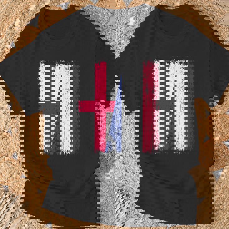 イングランド オランダ ハーフフラッグ イングリッシュ オランダ遺産 長袖tシャツ Tシャツ 高齢者への贈り物