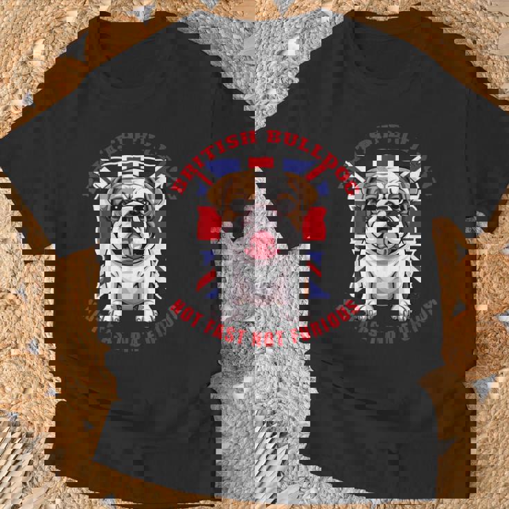 イングリッシュブリティッシュブルドッグ ユニオンジャックフラッグ ドッグオーナー Tシャツ 高齢者への贈り物